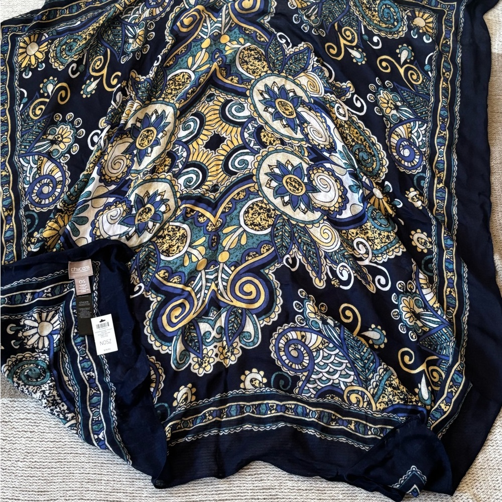 Chico's Deep Navy Paisley Scarf